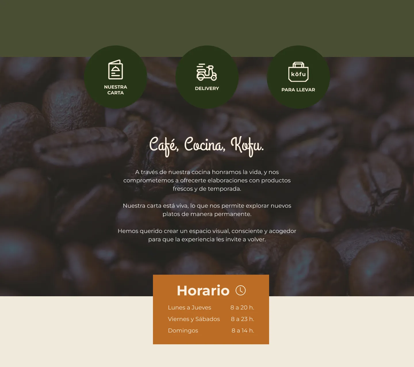 Kofu website — sections