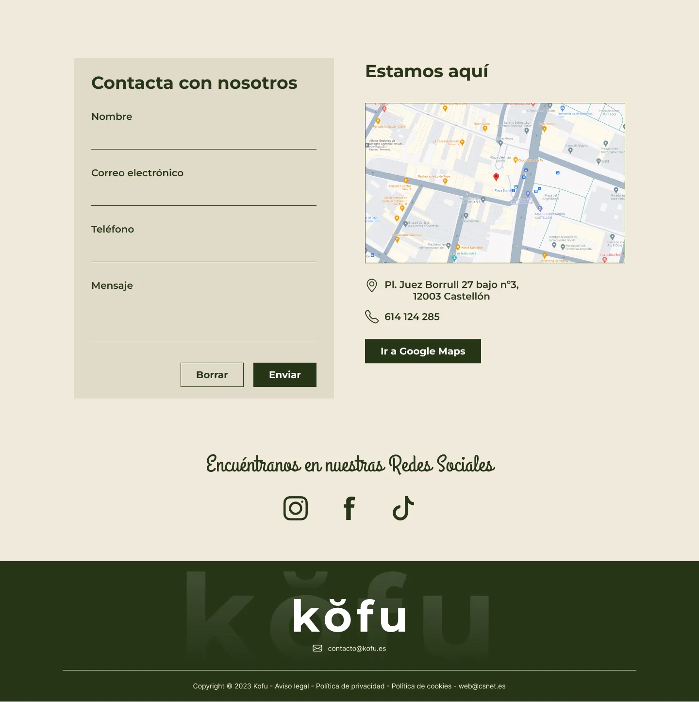 Kofu website — bottom
