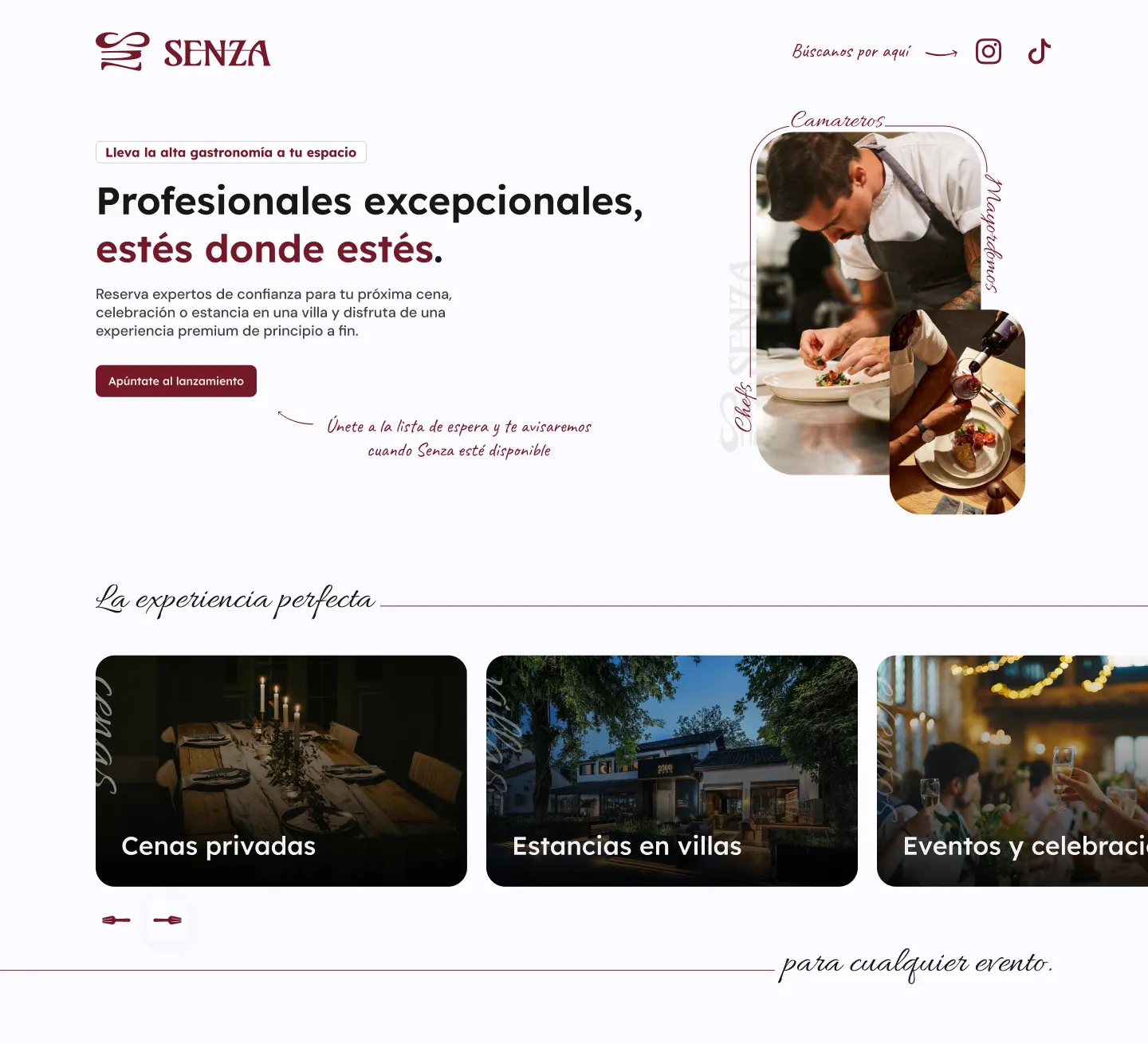 Senza — landing page hero