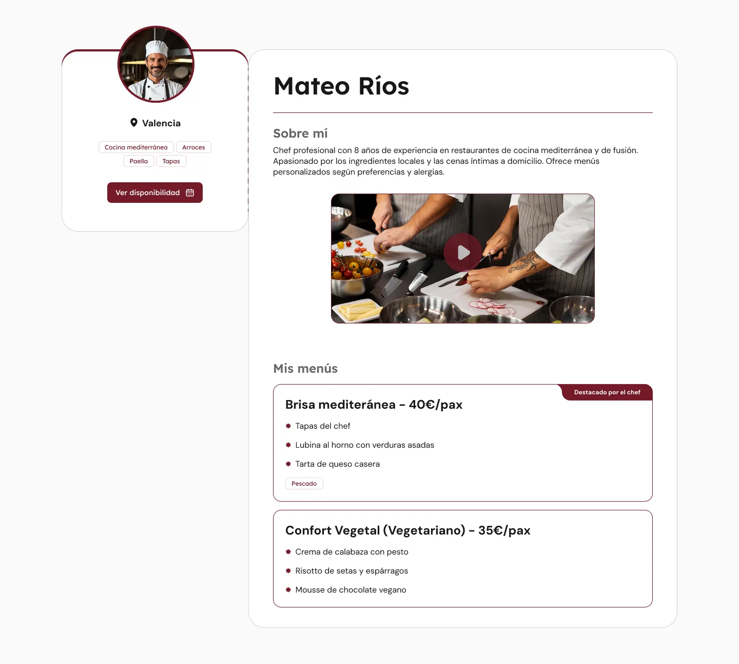 Senza — profile page